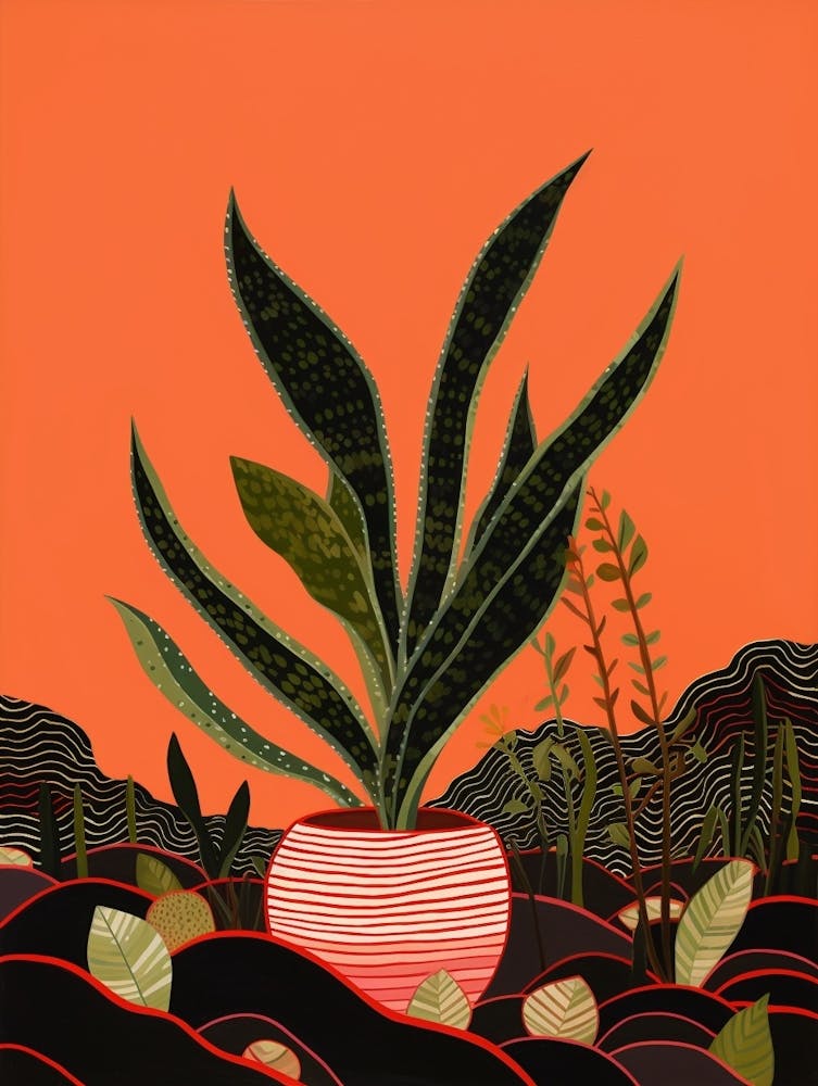 Boho Plant Painting Snake Plant 2