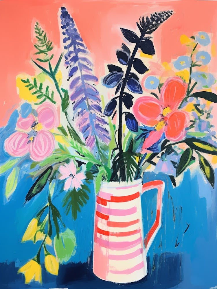 Flower Painting Fauvist Style Aconitum 2