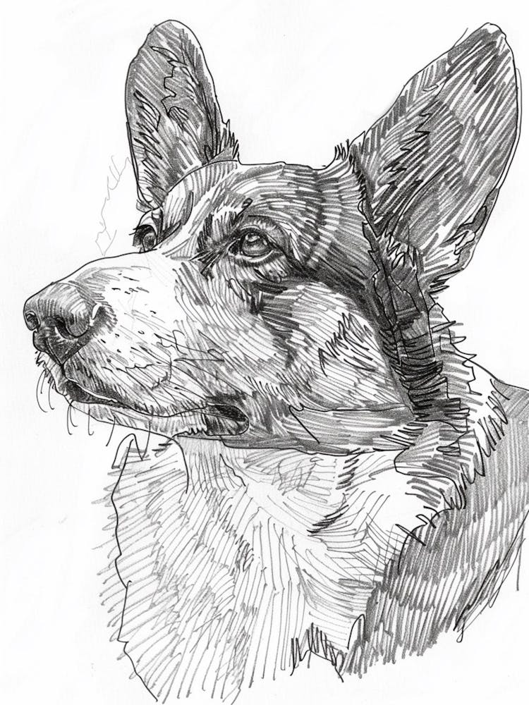 Corgi Dog Line Sketch 2