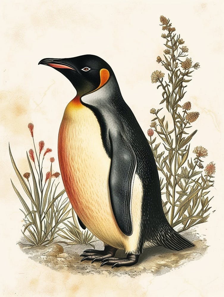 Adlie Penguin Phillip Island The Penguin Parade Vintage Botanical Painting 4