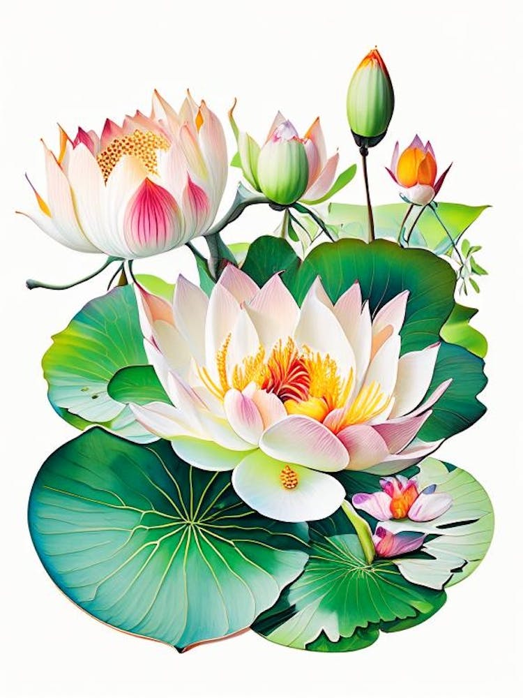 Lotus Flowers In Park Decoupage 2