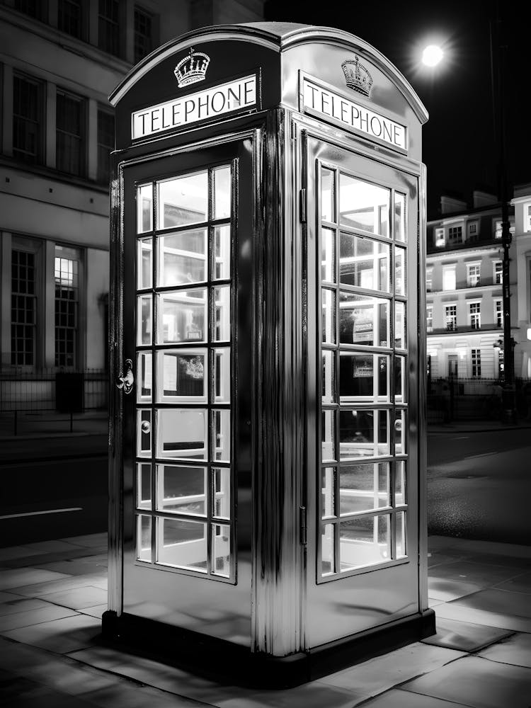 Black And White Telephone Booth