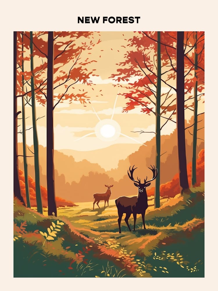 New Forest Midcentury Travel Poster