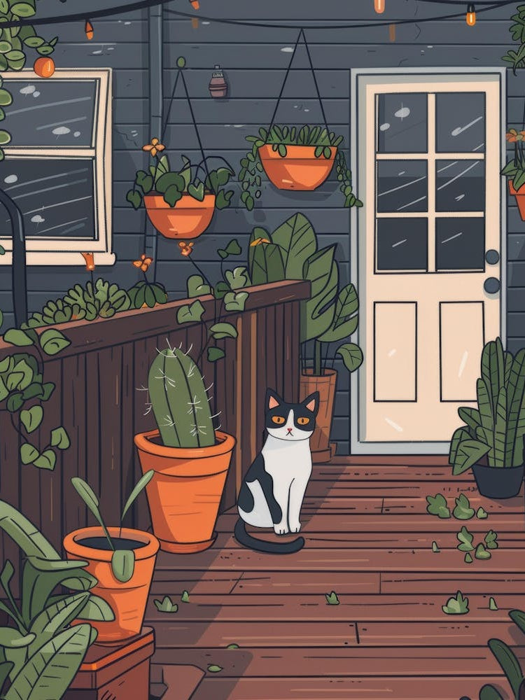 Cat On The Porch 1