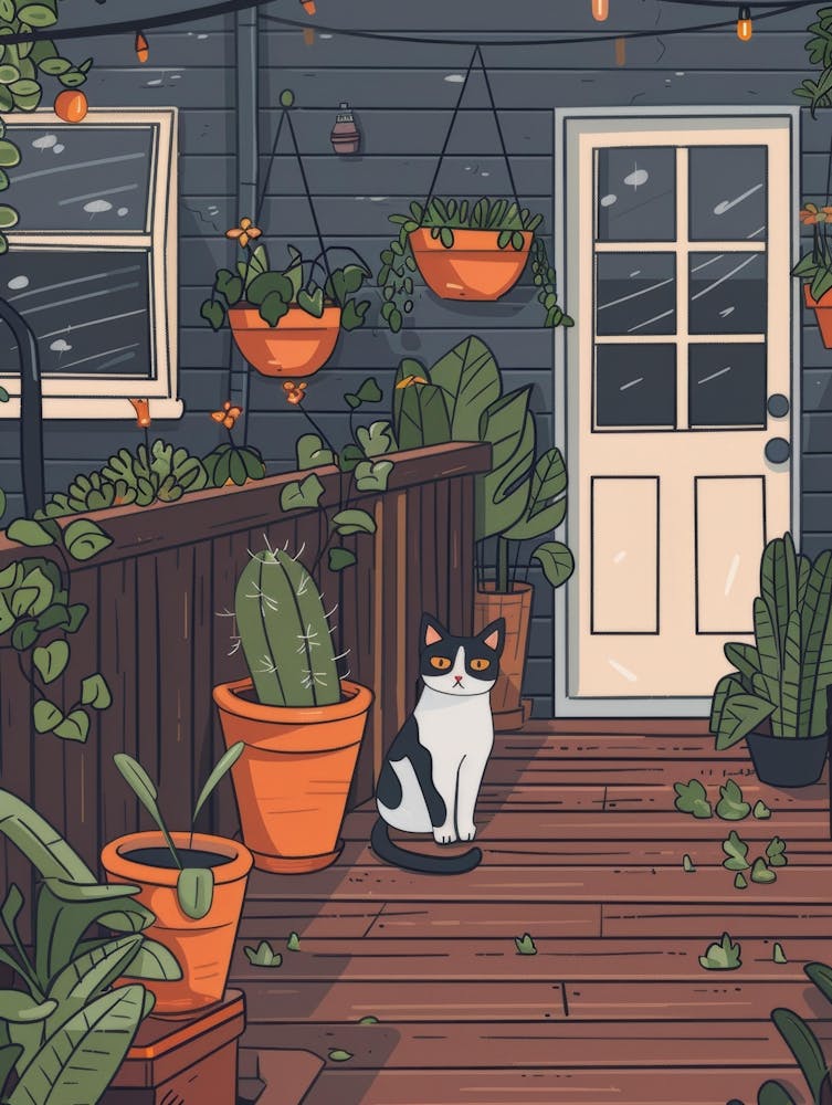 Cat On The Porch 1