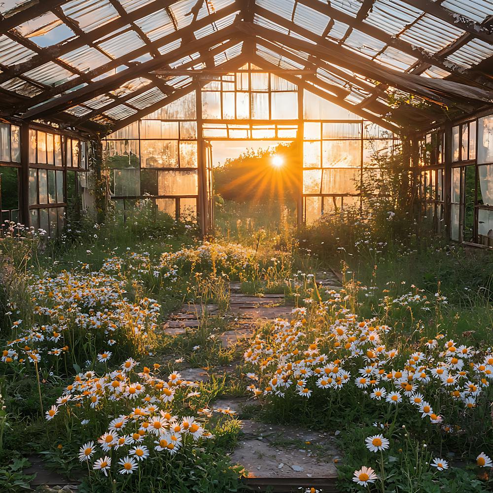 Abandoned Greenhouse Golden Sunset 11