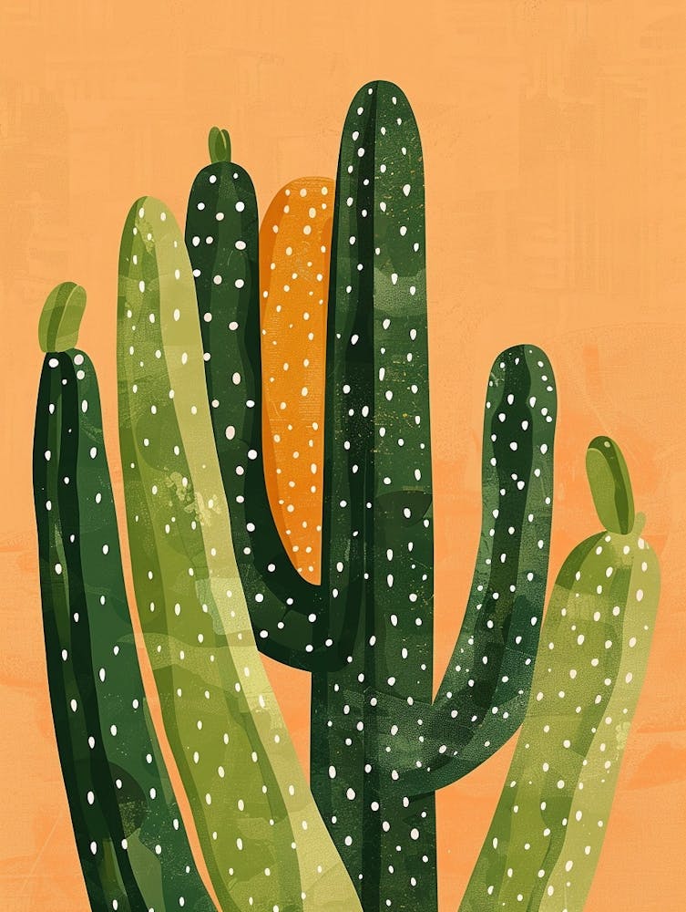 Ladyfinger Cactus Minimalist Abstract Illustration 2