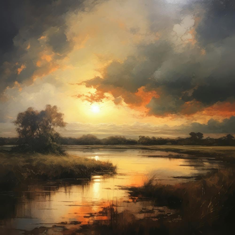 Sunset Over A River 1