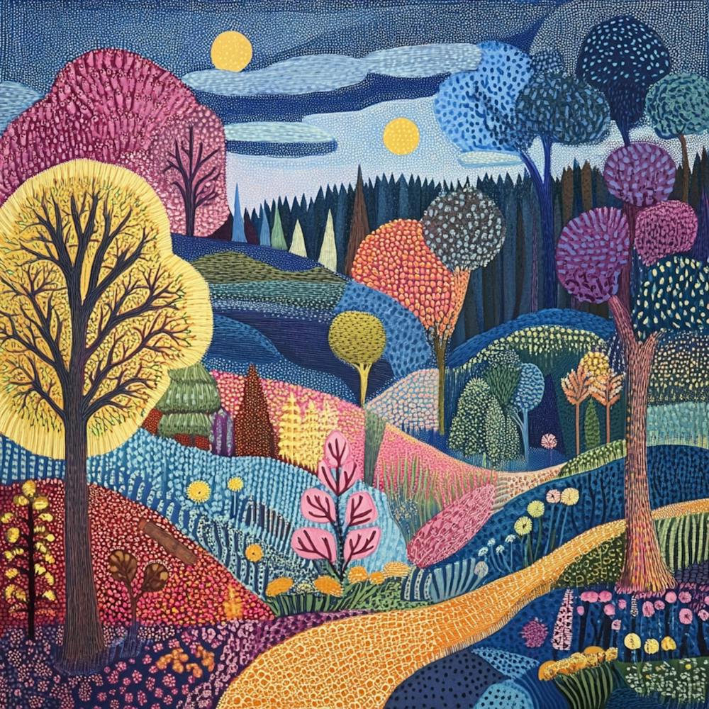 Sylvan Prismatic Pastoral Pointillism Risograph