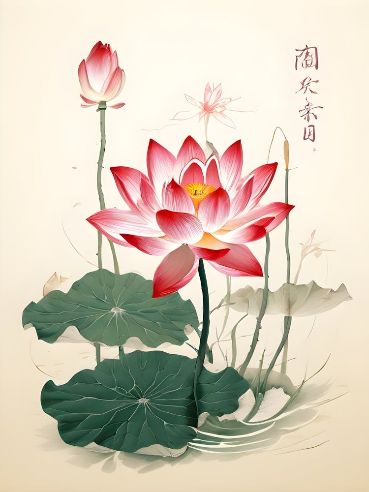 Combine Japanese Calligraphy With A Lotus Flower Illustration Creating A Harmonious And Meditative 1 1