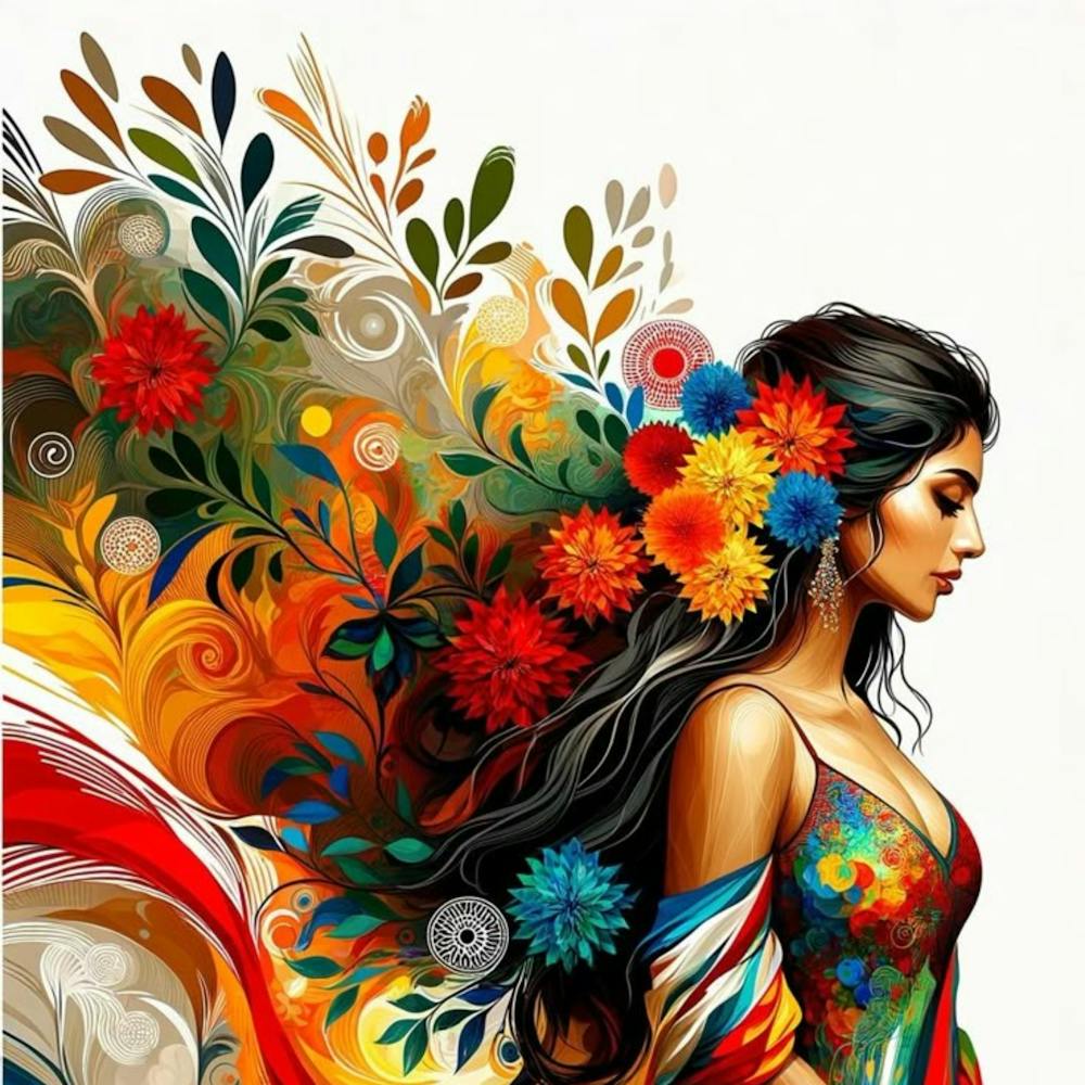 Mexican Girl With Flowers