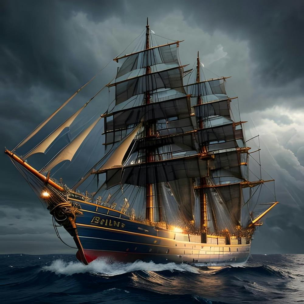 Ship In Stormy Sea