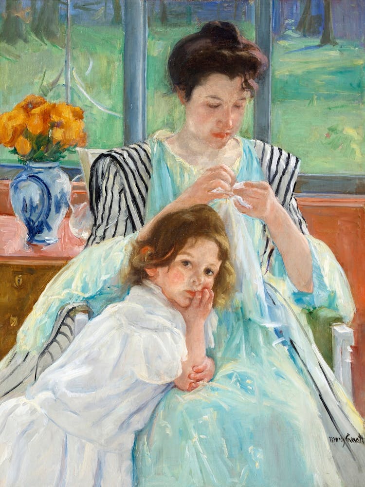 Young Mother Sewing (1900), Mary Cassatt