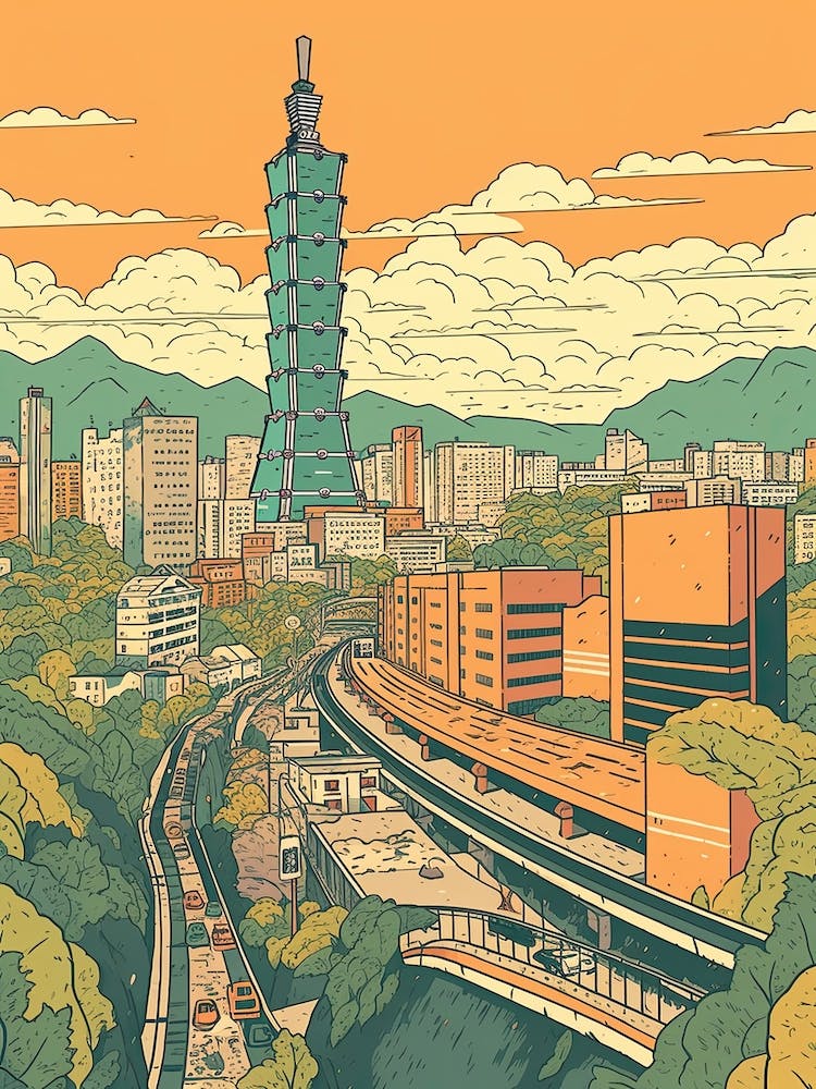 Taipei Taiwan Travel Illustration 3