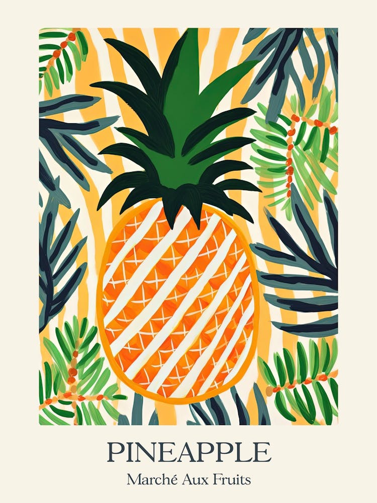 Marche Aux Fruits Pineapple Fruit Summer Illustration 3