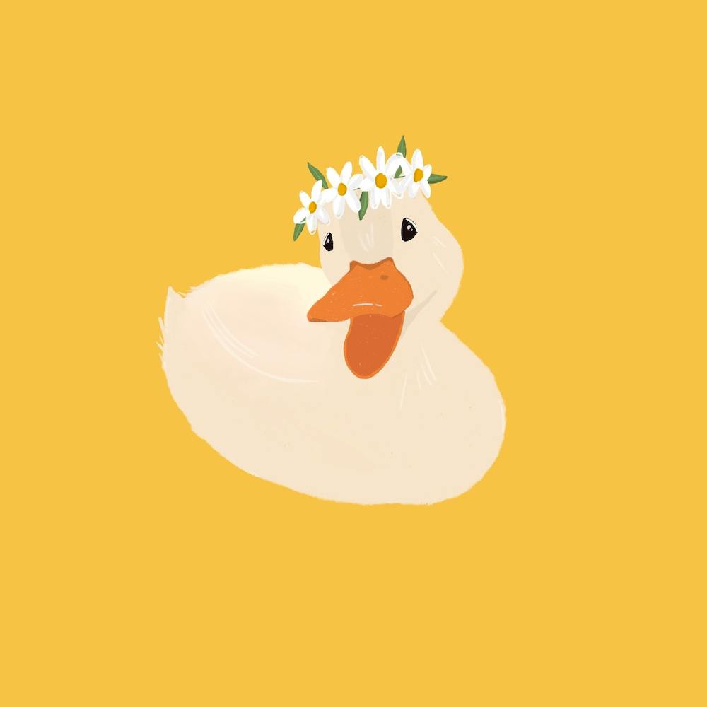 Duck With A Flower Crown