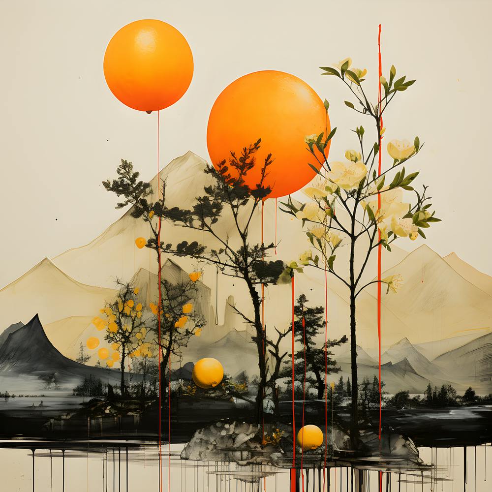 Ethereal Peaks In Tangerine Hues