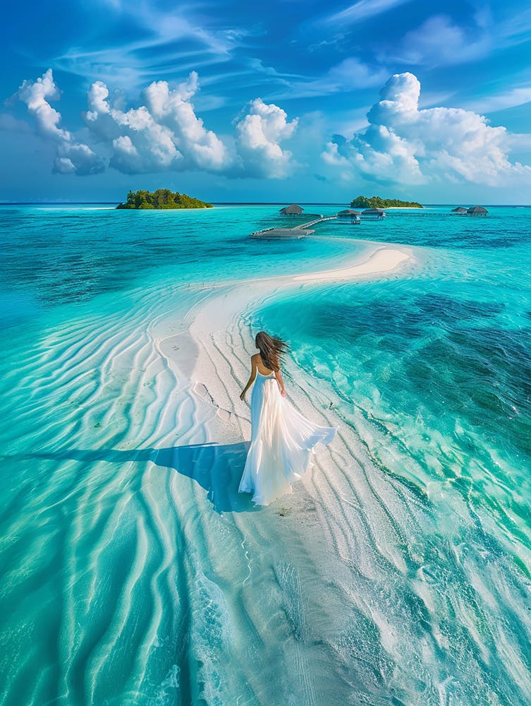 Woman Walking On A Beach