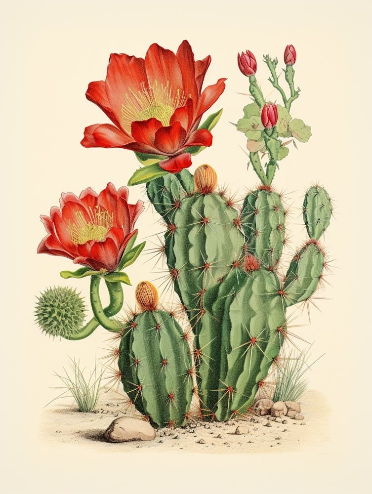 Vintage Cactus Illustration Melocactus