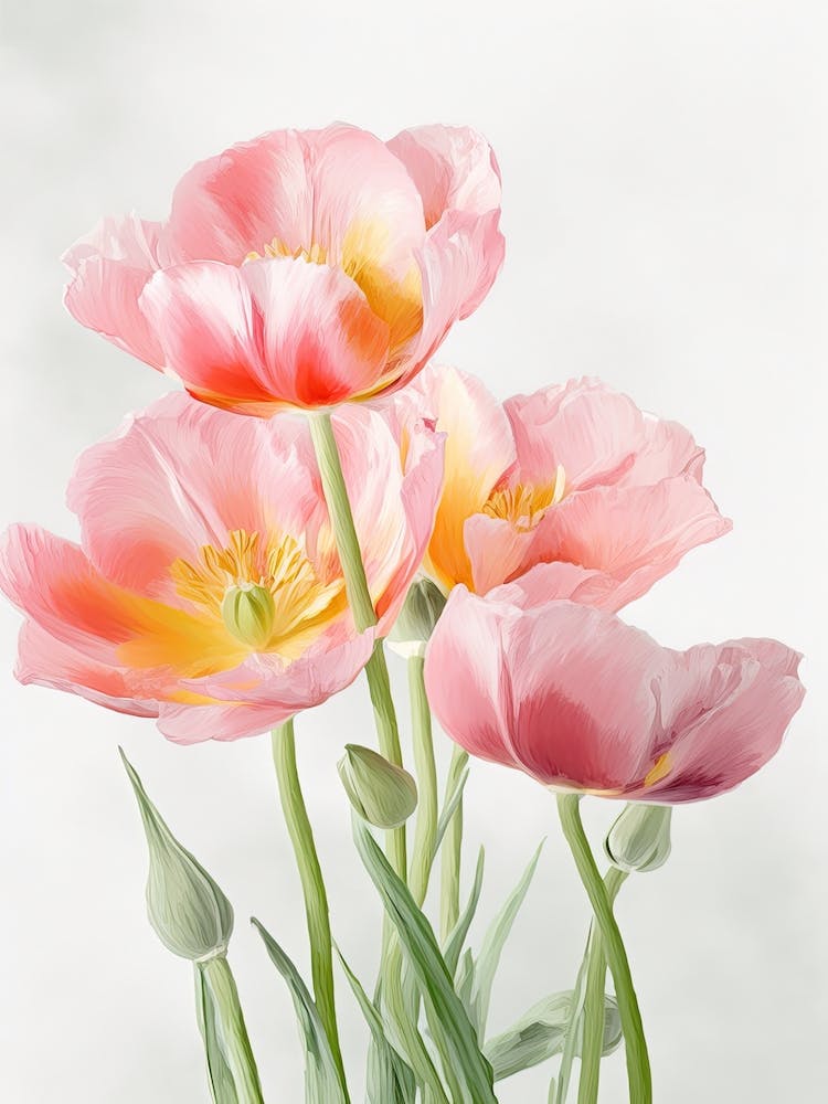 Bouquet de Fleurs de Tulipes - Peinture Acrylique aux Couleurs Pastel 7