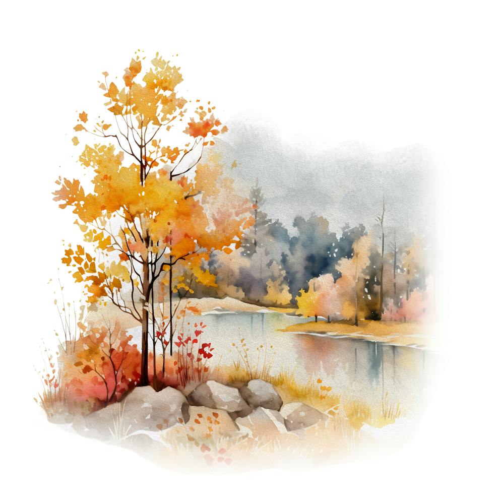 Watercolor Autumn Trees 10
