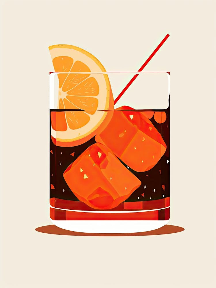 Illustration Negroni Floral Infusion Cocktail 3