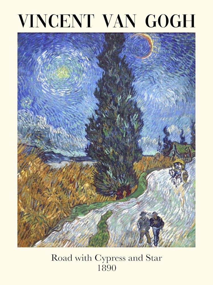 Vincent Van Gogh Road With Cypresses And Star