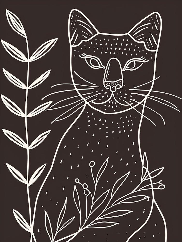 Somali Cat Minimalist Illustration 4