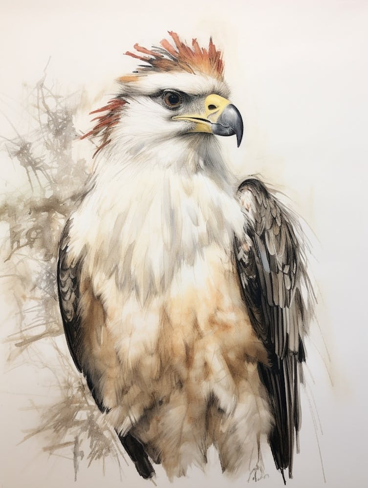 Vintage Bird Drawing Crested Caracara 2