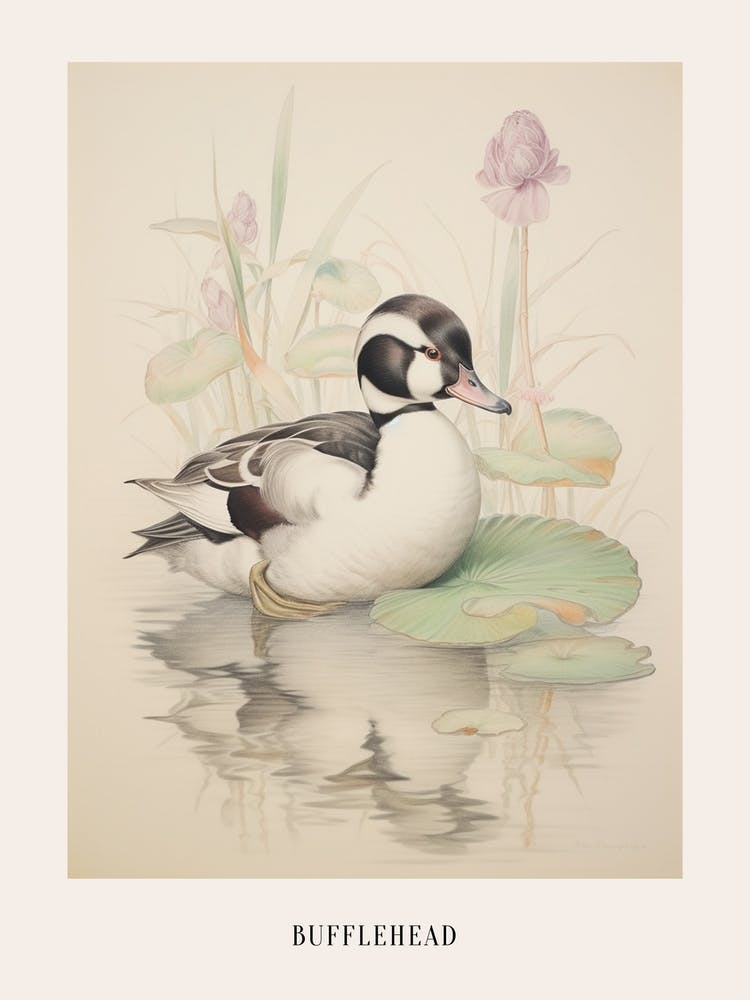 Vintage Bird Drawing Bufflehead 1 Poster
