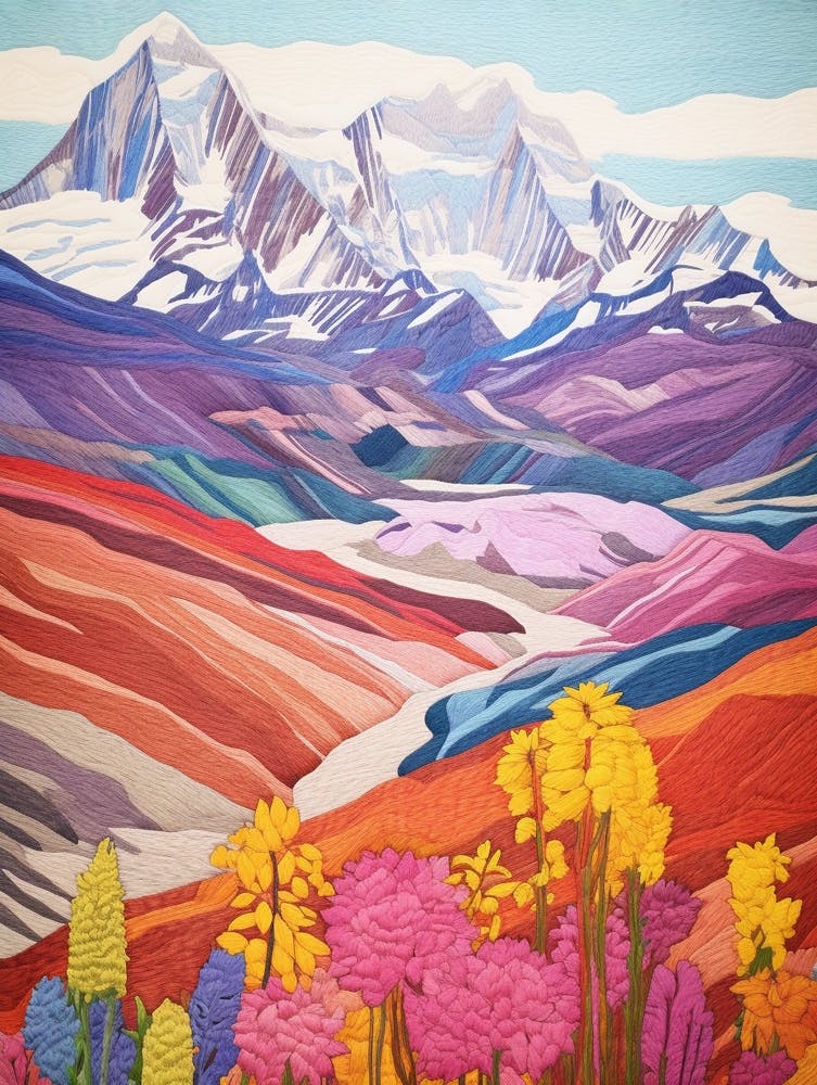 Mount Mckinley United States 2 Colourful Mountain Illustration