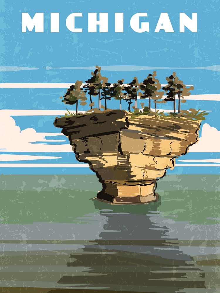 Michigan, USA — Retro travel minimalist poster