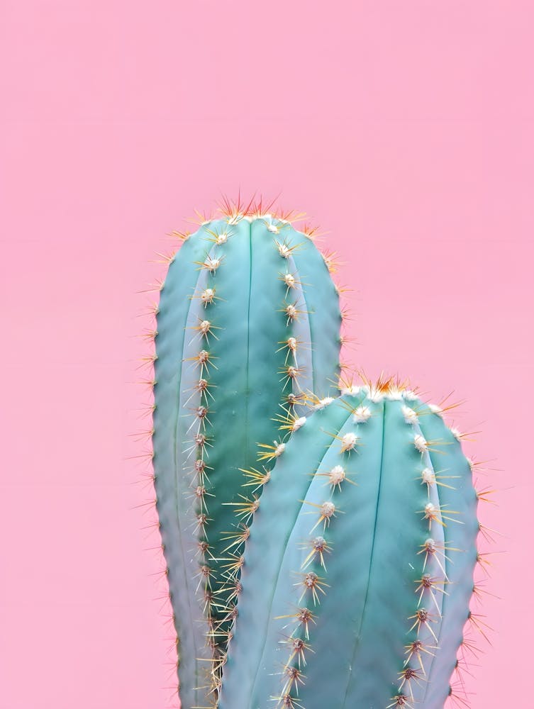 Vibrant Cactus on Pink
