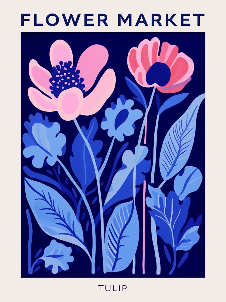 Blue Flower Market Poster Tulip 2