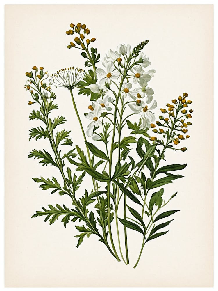 Vintage Botanical Galleria Style Wildflower Painting 12