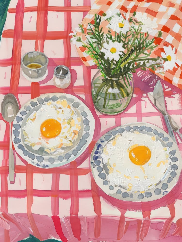 Pink Breakfast Food Scrambled Eggs 1