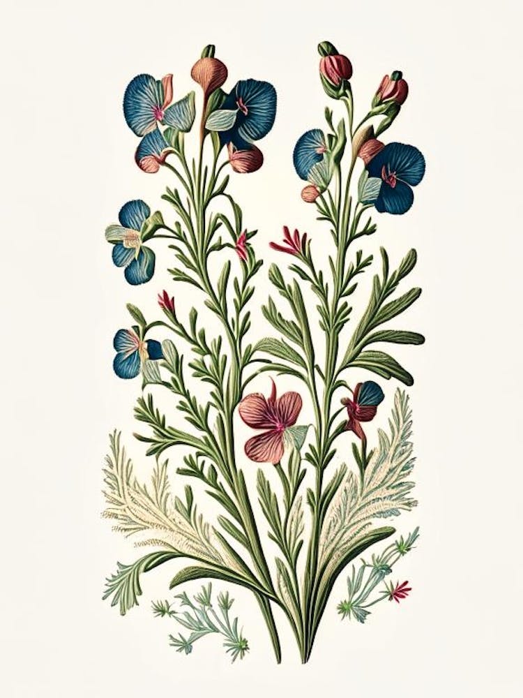 Némésie 1 Florale Botanique Affiche Vintage Fleur