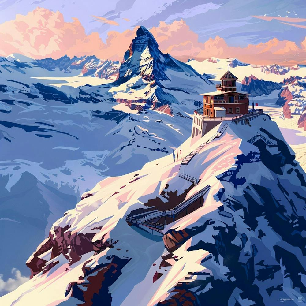 A Jungfraujoch In Switzerland Lofi Illustration