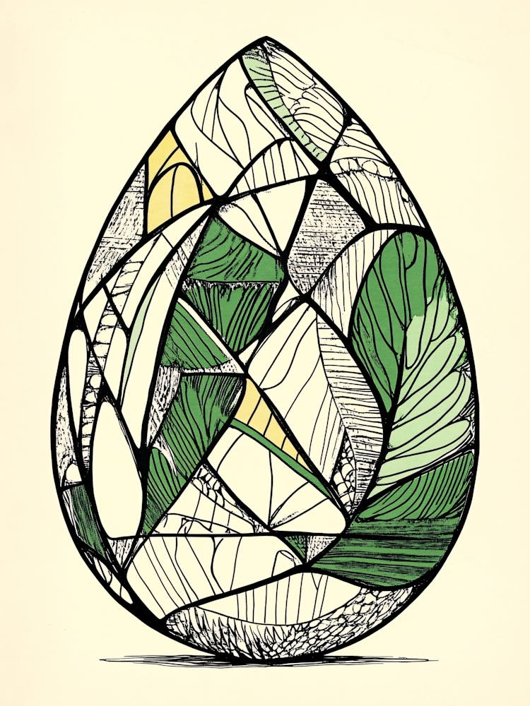 Easter Egg Green and Black Minimal Print