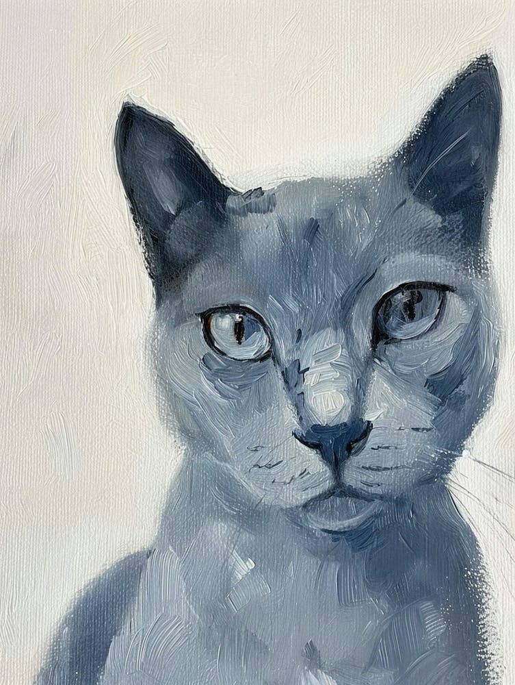 Russian Blue Cat Painting 3