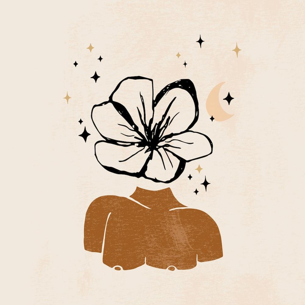 Vase Sculpture Flower Head Bust  Square