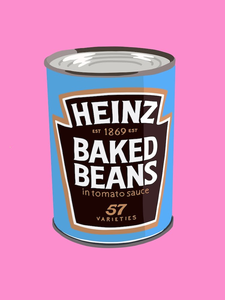 Blue Heinz Baked Beans On Pink
