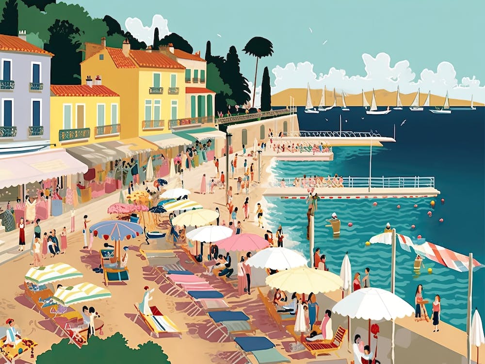 French Riviera Vintage Landscape 2
