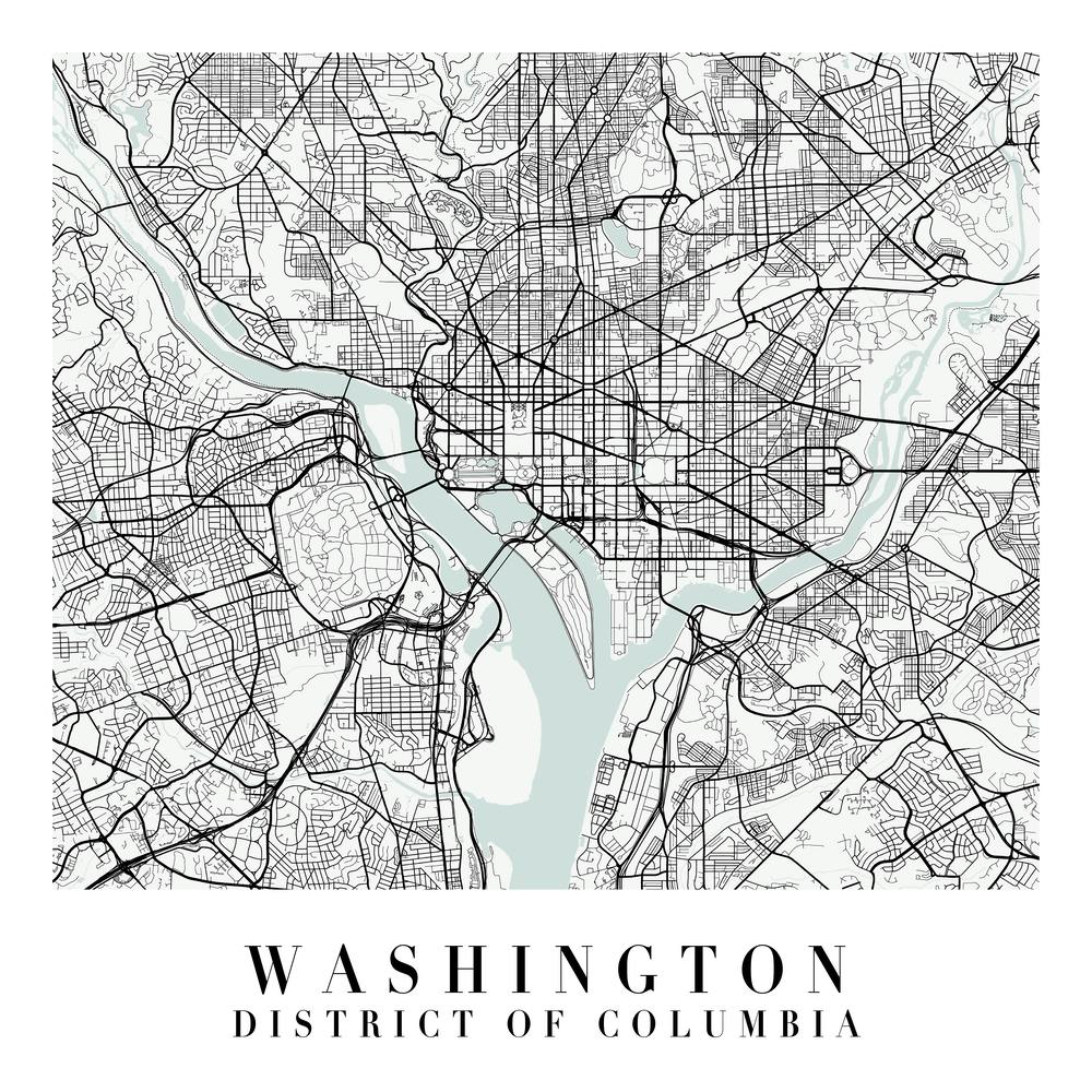 Washington Dc Street Map Minimal Color Square