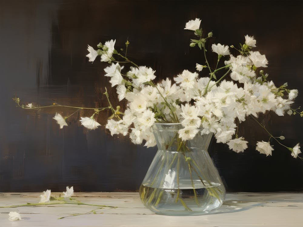 Moody White Flower Painting