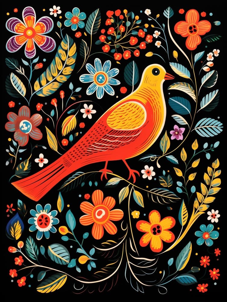 Folk Bird Illustration Pigeon 2