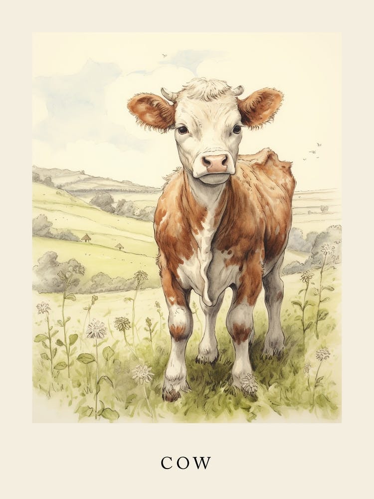 Beatrix Potter Inspiriert Tier Aquarell Kuh 2