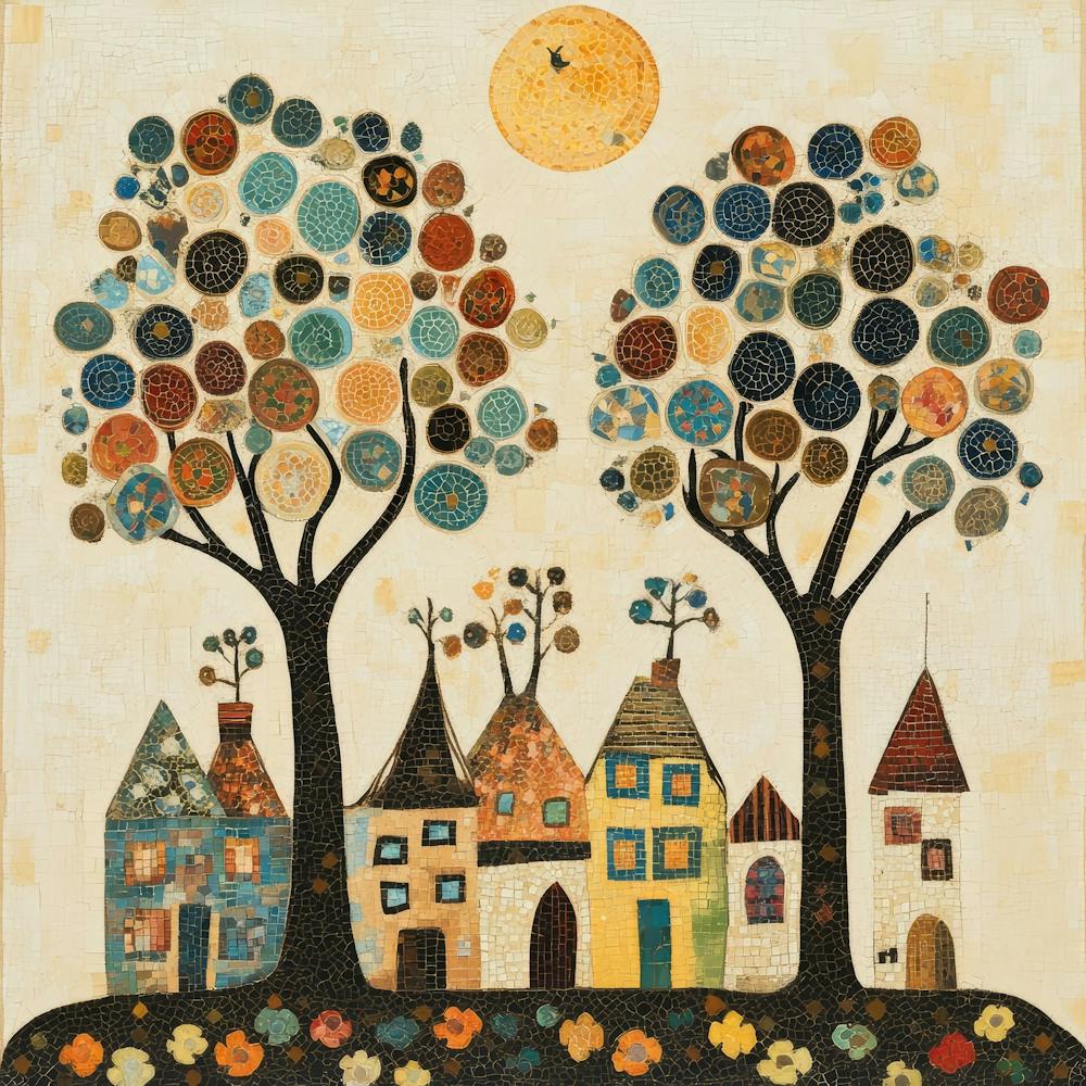 Arbres Mosaïques Style Art Populaire 8