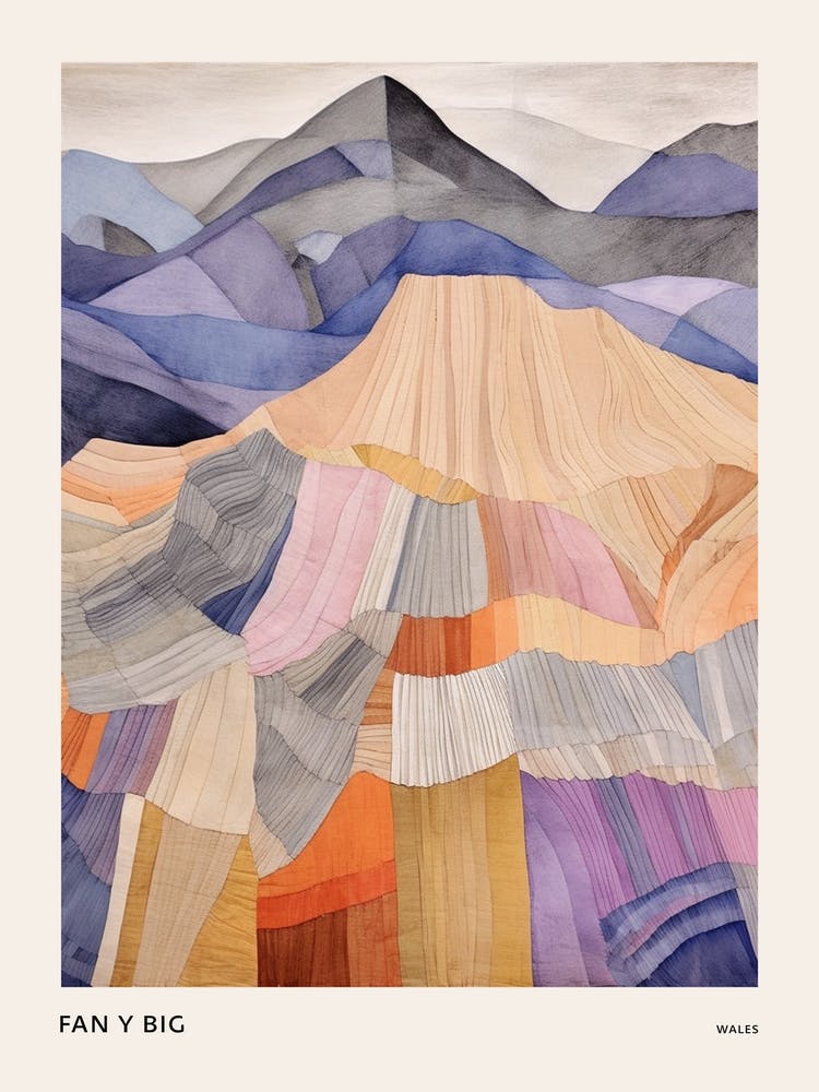 Fan Y Big Wales Colourful Mountain Illustration Poster
