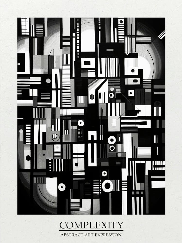 Complexity Abstract Black And White 3 Poster